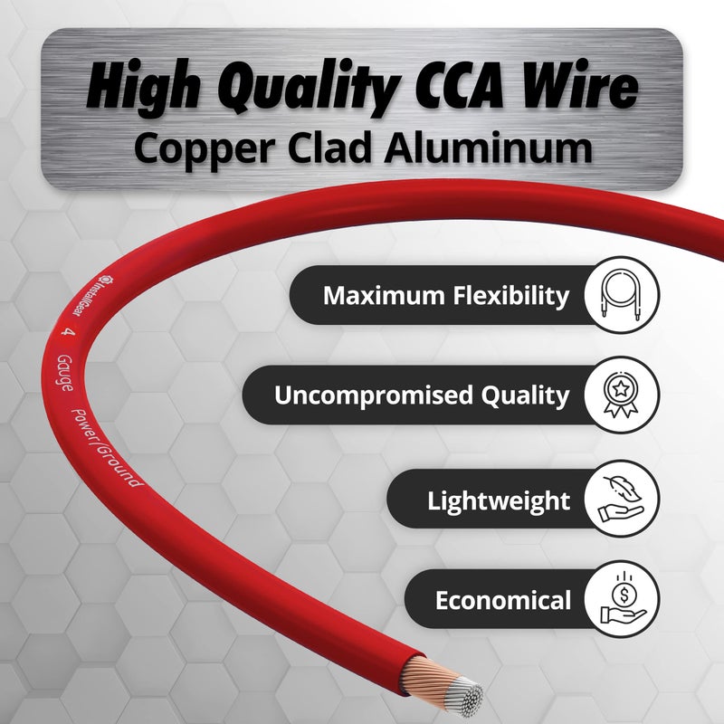 InstallGear 4 Gauge Copper Clad Aluminum Wire - 50 Ft 4GA Power Ground Cable for Car Audio, Battery, RV, Trailer and Automotive Wiring - Flexible Car Amplifier - Red - Image 4